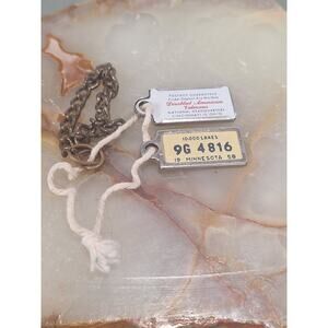 Vintage Disabled American Veterans License Tags Minnesota 1958 Keychain Set